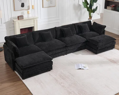 Miniatura 32 de GNIXUU 76" Modular Sectional Sofa, Beige Loveseat Sofa Cloud 2 Seater Couch, Comfy Chenille Love Seats 25" Deep Seat with 2 Pillows for Small Spaces