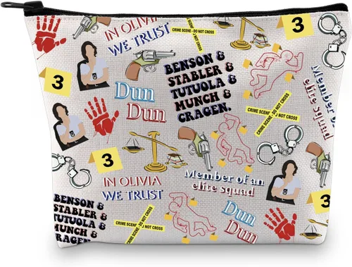 GJTIM Serie de TV Fans Regalo Cremallera Bolsa Ley Detective Equipo de TV Show Mercancía Bolsa de Maquillaje, Beige