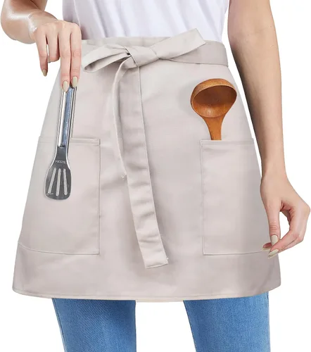 Nanxson Delantal de camarera unisex medio delantal con 2 bolsillos para camarera chef bistró