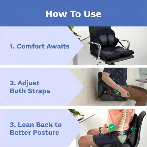 Miniatura 10 de Ajuste lumbar en cualquier asiento Desarrollado por un médico Cojín de asiento para silla de oficina, automóvil, conductor de camión, gradas