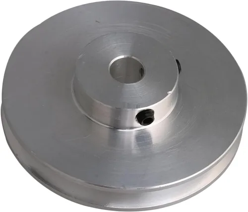 Miniatura 12 de 1.2x0.6x0.3 in aleación de aluminio de plata 0.3 in fijo sola rueda de polea en forma de V de orificio único para eje de motor 0.1-0.2 in PU correa