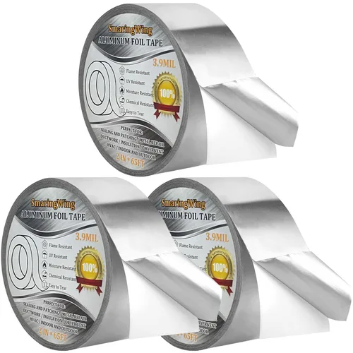 Miniatura 8 de Cinta de Aluminio para Conductos de Alta Resistencia Impermeable, Cintas Térmicas Metálicas Plateadas Premium HVAC (2"*65Pies,3.9mil), Cinta Térmica