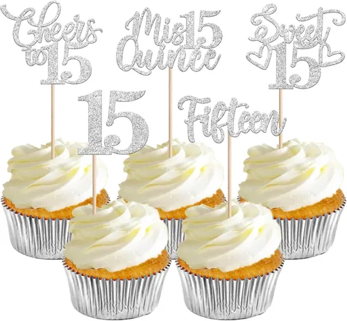 Miniatura 57 de 30 piezas de adornos para cupcakes de 12 cumpleaños feliz, brillantes doce, hola 12, felicitaciones a 12 años, adornos para cupcakes, 12