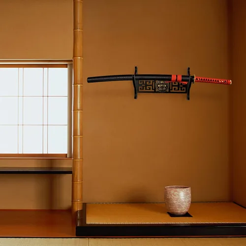 Miniatura 6 de Soporte de pared para espada Ekkhysis Kylin de 1 nivel con acolchado de terciopelo y gancho, soporte para katana para espada Tanto de samurái