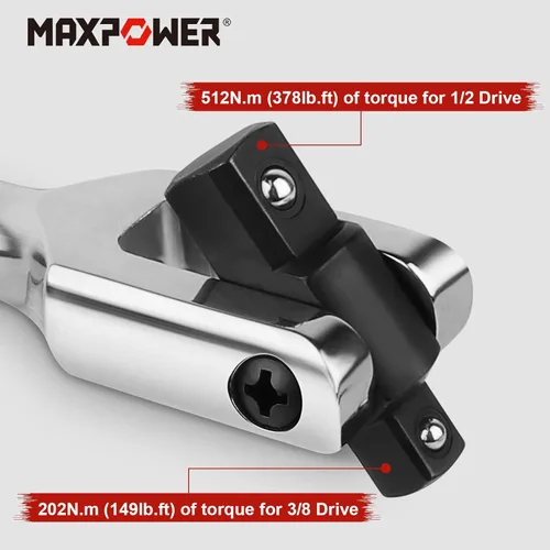 Miniatura 2 de MAXPOWER Barra de disyuntor de 15 pulgadas con mango flexible de 1/2 y 3/8 de transmisión