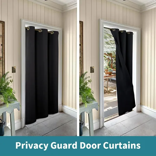 Miniatura 5 de BGment Cortina negra de puerta de 80 pulgadas de largo para puerta, cortina de armario de dormitorio, aislamiento térmico, con ojales, divisor