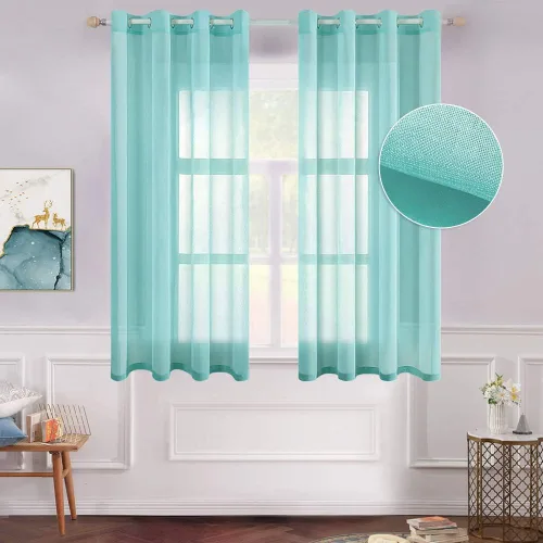 Miniatura 13 de MIULEE - Cortinas transparentes para ventana (2 paneles). Cortinas elegantes., Poliéster & Mezcla de poliéster, Blanco