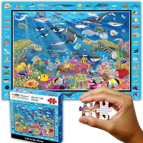 Think2Master Ocean Life - Rompecabezas de 250 piezas. Gran artículo de regalo. 14.2 x 19.3 pulgadas