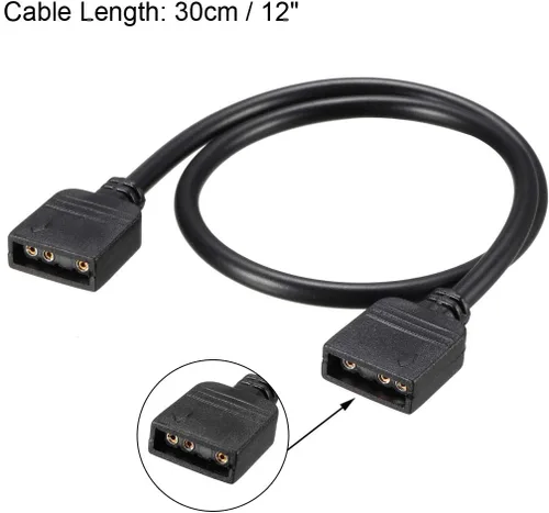 Miniatura 2 de uxcell ARGB - Cable divisor hembra a hembra de 3 pines, cable de extensión para tiras de luz LED 5050 3528, 11.8 in de longitud, 2