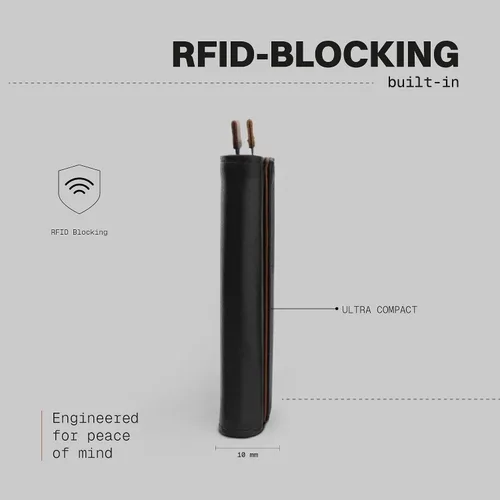Miniatura 24 de The Frenchie Co. - Cartera - Cartera delgada de piel plegable - Protección de bloqueo RFID con múltiples ranuras para tarjetas y ventana