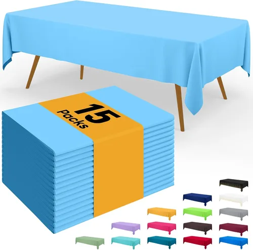 Miniatura 123 de Smiry - Juego de 6 manteles desechables, 54 x 78 pulgadas, manteles impermeables rectangulares para fiestas, cubierta de mesa de plástico