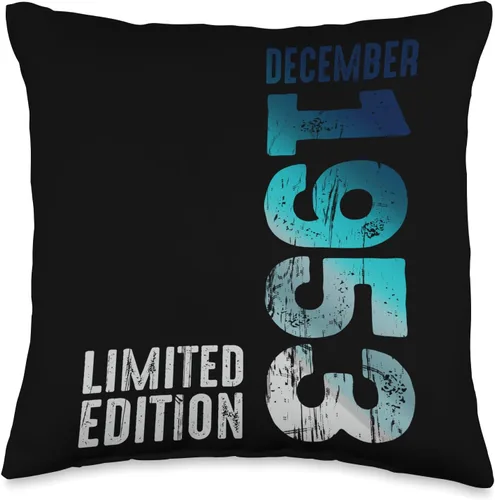Birth Since December 1953 Retro Vintage Year December Year Retro 1953 - Almohada vintage de edición limitada, 16 x 16 pulgadas, multicolor