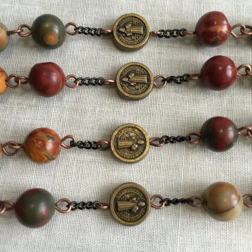 Miniatura 5 de elegantmedical Collar de cruz de regalo de rosario católico hecho a mano con 5 cuentas de piedra picasso para la primera comunión, elegantmedical