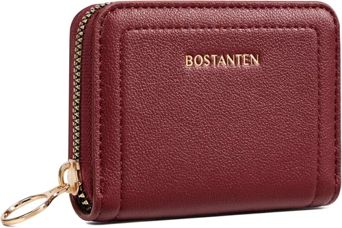 Miniatura 7 de BOSTANTEN Tarjetero de tarjeta de crédito RFID de cuero pequeñas carteras para mujer, cartera de tarjeta con cremallera de acordeón, Beige