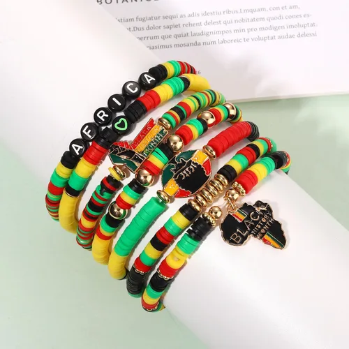 Miniatura 140 de Surfer Heishi - Pulseras apilables para mujer, apilables, de vinilo arcoíris, disco de arcilla, pulseras elásticas para la amistad, joyería bohemia