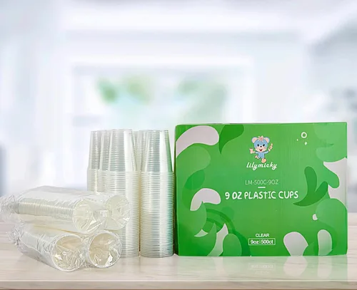 Miniatura 6 de Lilymicky Paquete de 500 vasos de plástico transparente de 9 onzas, vasos desechables para fiestas de cumpleaños, pícnics, ceremonias y cualquier