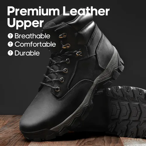 Miniatura 2 de NORTIV 8 Botas de senderismo para hombre, impermeables, con puntera suave, botas de trabajo de cuero
