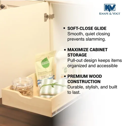 Miniatura 2 de Knape & Vogt RS-WMUB-14-4-AS 5 pulgadas de alto x 14.88 pulgadas de ancho 22 pulgadas de profundidad Caja de cajón de madera extraíble organizador