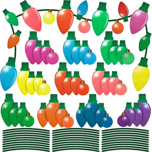 Imanes navideños para refrigerador y automóvil: 80 piezas de imanes reflectantes con forma de foco y cables para adultos