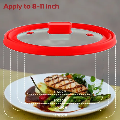 Miniatura 4 de Cubierta de vidrio para salpicaduras de microondas, tapa protectora de salpicaduras con silicona plegable para cubierta de placa de cubierta de olla