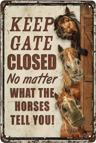 Miniatura 7 de Letrero de metal con texto en inglés "Keep Gate Closed" de Alpaca Farm Keep Gate Closed, divertido letrero de precaución de metal para valla de A2