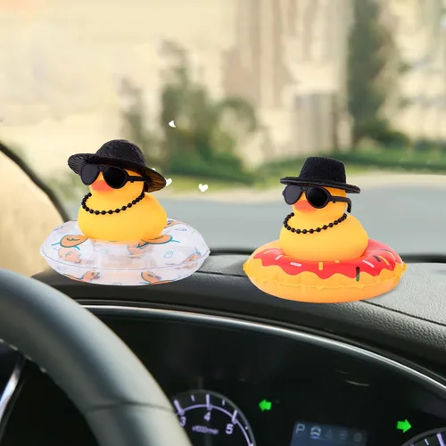 Miniatura 7 de Wonuu Adornos de Pato de Goma para Automóvil, Adornos de Tablero de Automóvil, Accesorios de Adornos de Tablero con Sombrero de Vaquero del Oeste