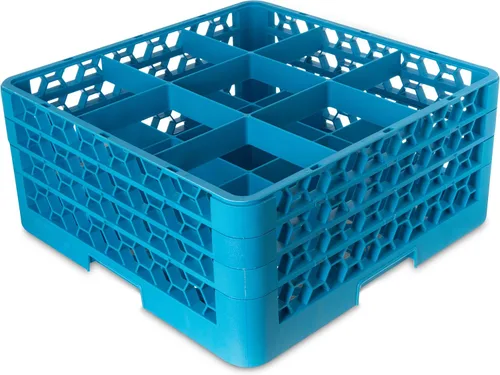 Miniatura 44 de Carlisle FoodService Products RG9-214 OptiClean Estante de vidrio con 9 compartimentos con 2 extensores, 7.12 pulgadas, polipropileno, azul