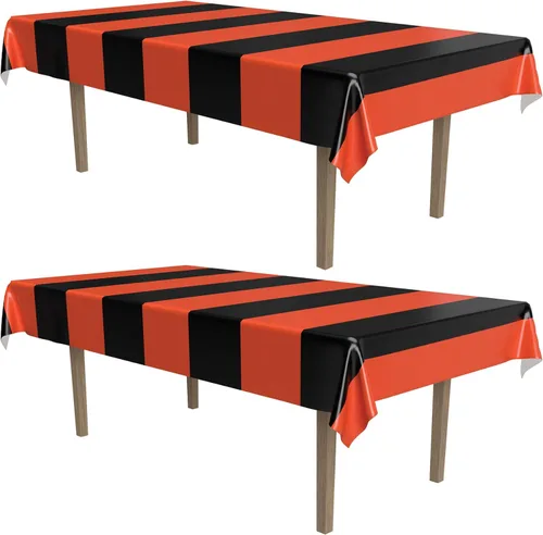 Miniatura 20 de Beistle Mantel de casa embrujada, 54 x 108 pulgadas, 2 piezas, mantel de plástico, mantel rectangular, mantel de Halloween, mantel de vacaciones