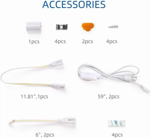 Miniatura 6 de Iluminación LED para debajo del gabinete, 1 pie, 5 W, 6000 K, 500 lm, luces debajo de la encimera para cocina, tienda, eléctrica con cable