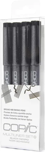 Marcadores Copic MLBBROAD Multiliner Broad Tinta a Base de Pigmentos, Juego de 4 Piezas