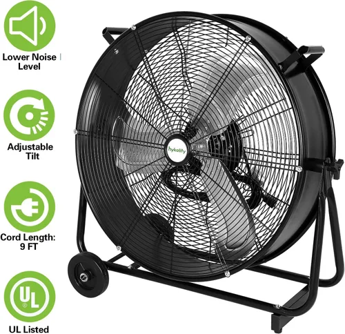Miniatura 4 de hykolity Ventilador de tambor de alta velocidad ultra silencioso de 24 pulgadas, ventilador industrial resistente de 7800 CFM con motor de CC