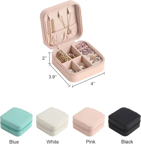 Miniatura 10 de Joyero personalizado con tu nombre y mes de la flor de nacimiento, organizador de joyas de cuero personalizado, estuche de viaje, regalos Negro