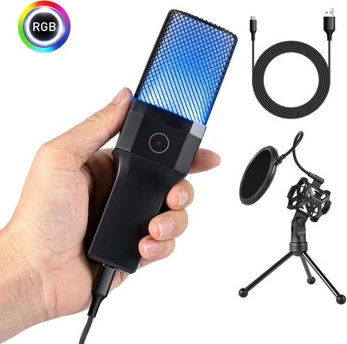 Miniatura 3 de Micrófono USB para juegos, micrófono de condensador de podcast con brazo de brazo, micrófono de computadora de PC de recolección cardioide