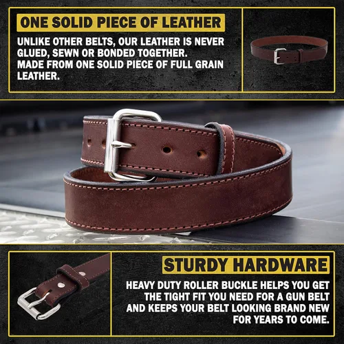 Miniatura 4 de Relentless Tactical El mejor cinturón de cuero para pistola Fabricado en Estados Unidos Cinturón oculto EDC para hombre Marrón
