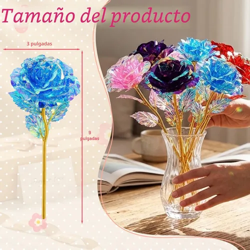 Miniatura 2 de Wowagoga 12 flores artificiales de rosa galaxia de 24 quilates, 4 colores de rosas para siempre, regalos para mujeres, niñas, mamá, esposa, hijas
