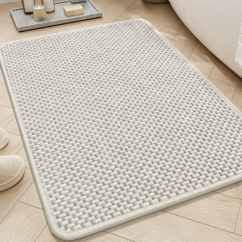 AMOAMI Tapete de baño de felpilla súper absorbente, de secado rápido, para baño, con parte trasera de goma, antideslizante, lavable, para debajo de
