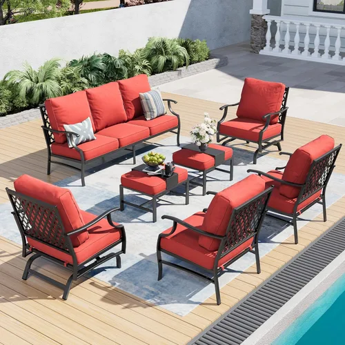 Miniatura 39 de SUNSHINE VALLEY Juego de muebles de patio al aire libre de 7 piezas, moderno juego de conversación de patio exterior con cojín extra grueso de 5.75