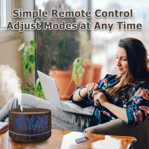 Miniatura 8 de Difusores para aceites esenciales de 600 ml para habitación grande, difusores de aceites esenciales para el hogar con control remoto, humidificador