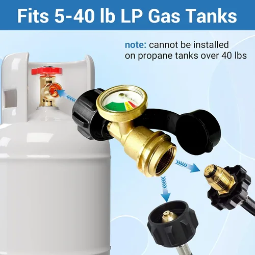 Miniatura 4 de Indicador de nivel de tanque de propano, medidor de gas propano para tanque de propano LP de 5 libras - 40 libras con QCC1/tipo, universal