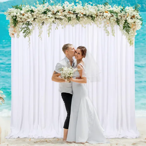 Miniatura 6 de Cortinas de Telón de Fondo Blanco de 2 Paneles 5 x 1,5 m de Poliéster, Telón de Fondo para Fotografía, Cortinas para Decoración de Fondo de Boda