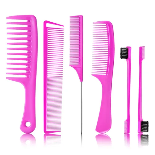Miniatura 12 de SALON SILK 4 piezas Juego profesional de peines, peines de cola de rata de dientes anchos y finos, juego de corte y peinado para trenzado, barbero