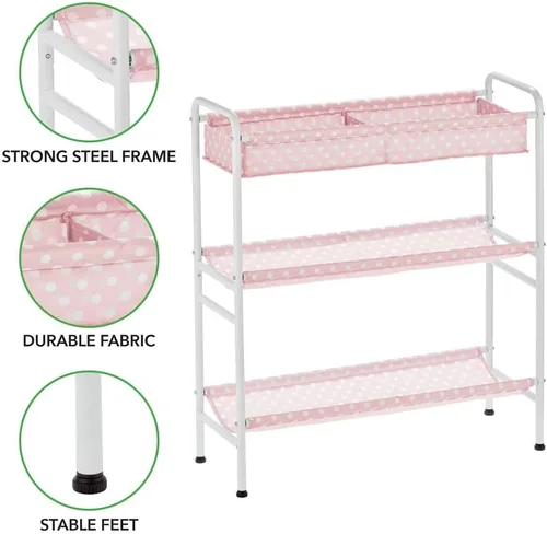 Miniatura 4 de mDesign Marco de metal de 3 niveles, carrito organizador vertical de almacenamiento de juguetes para dormitorio de niños/niños, sala de juguetes