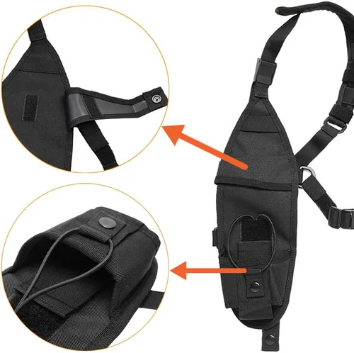 Miniatura 3 de Arnés de hombro para radio, soporte para el pecho, chaleco universal, de nailon, bolsa de radio bidireccional, walkie talkie, búsqueda de artículos