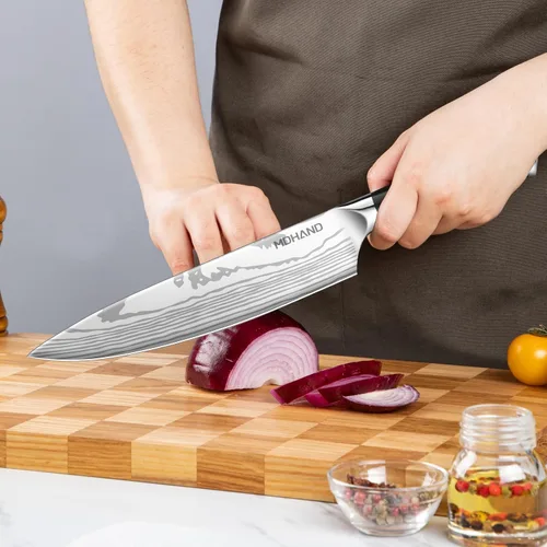 Miniatura 5 de MDHAND Juego de cuchillos de chef con bolsa de rollo, 18 cuchillos de chef profesionales ultra afilados de acero inoxidable de alto carbono