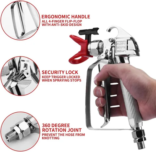 Miniatura 7 de Pistola de pulverización de pintura sin aire de 3600 PSI con protector de boquilla y con 5 puntas de boquilla de pulverización y 5 filtros