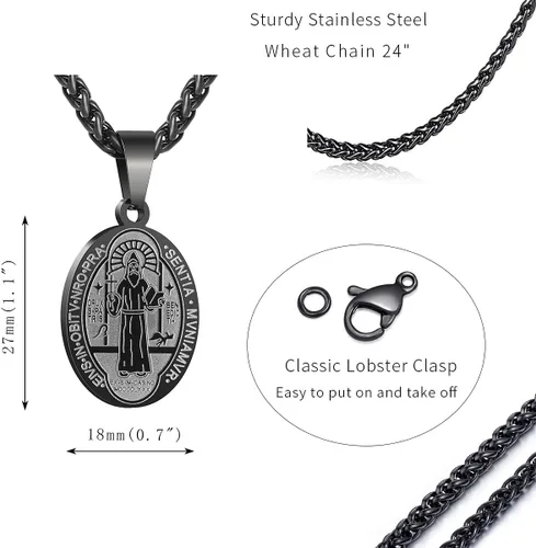 Miniatura 82 de P. BLAKE Collar ovalado de San Cristóbal, Miguel, José, Jude/Virgen María/José/Francisco/Patrick/Anthony/Benedict/Thomas para hombres y mujeres