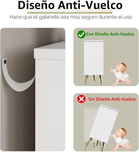 Miniatura 6 de Cómoda blanca para dormitorio, aparadores y cajoneras para almacenamiento de ropa, cómoda de madera para armario con 6 cajones, organizador de ropa
