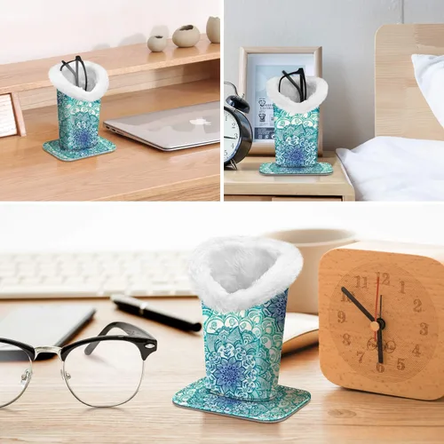 Miniatura 133 de Fintie Soporte para anteojos forrado de felpa con base magnética, estuche de cuero vegano prémium para lentes