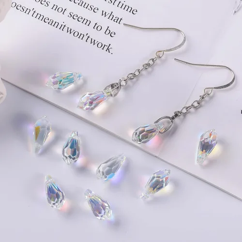 Miniatura 3 de 50 cuentas de cubo de cristal cuadradas de vidrio de 0.394 pulgadas (0.394 in), cuentas espaciadoras de cristal transparentes sueltas para collares