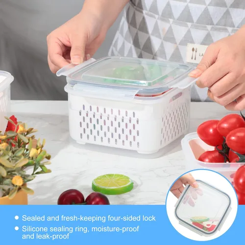 Miniatura 5 de 6 recipientes de almacenamiento de frutas para refrigerador, contenedores de almacenamiento de alimentos, frutas y frutas, frutas y verduras, carne